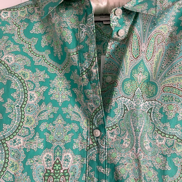 J. Crew Collection 2021 Turquoise Damask Oxford -NWT - Picture 8 of 9